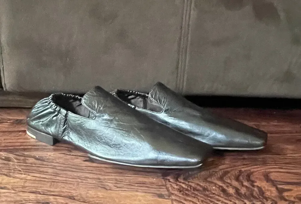 $1,095 NIB Bottega Veneta Square Toe Leather Slip-On Loafers Black Men's 9(42)